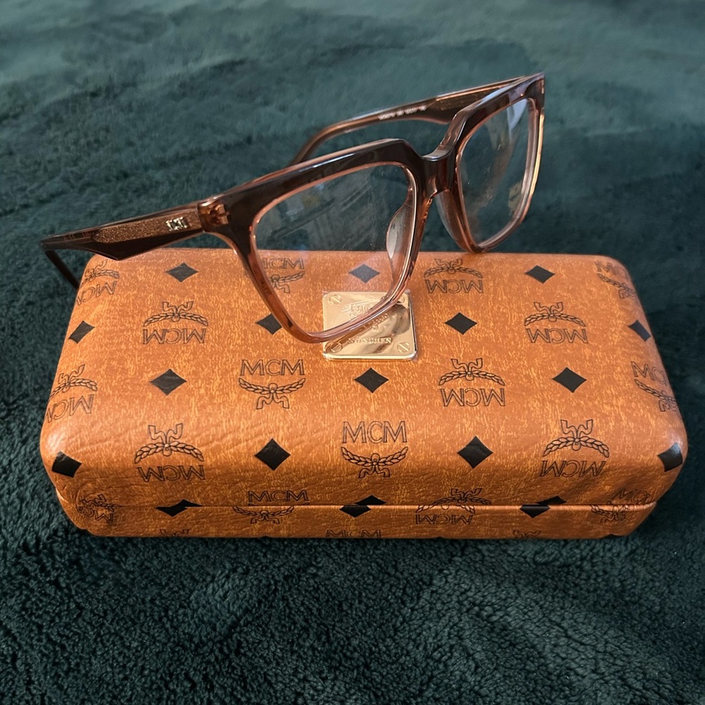 MCM Brown Glasses with Signature Case (currently has clear lens)
